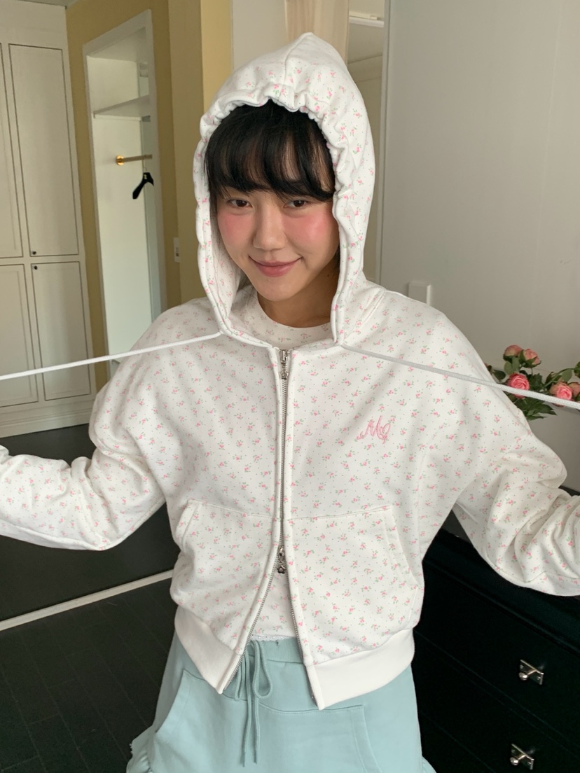 MORE THAN-P東大門直郵女士新款26春季夾克連帽拉鏈衫花朵MORE THAN夾克