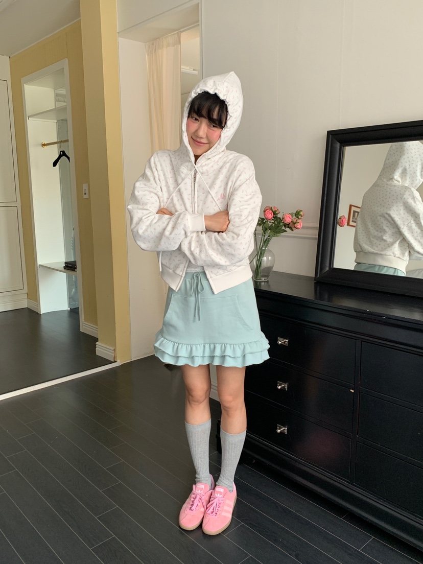 MORE THAN-P東大門直郵女士新款26春季夾克連帽拉鏈衫花朵MORE THAN夾克