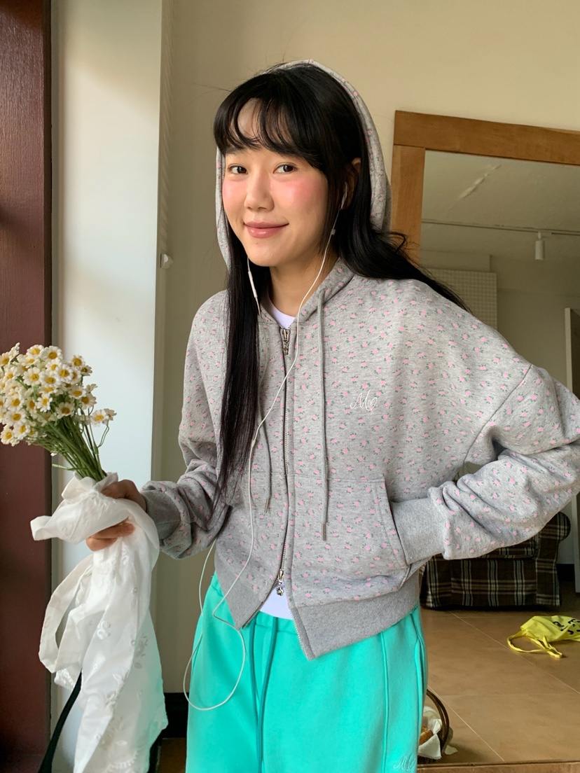 MORE THAN-P東大門直郵女士新款26春季夾克連帽拉鏈衫花朵MORE THAN夾克