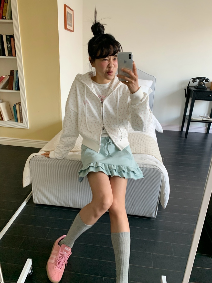 MORE THAN-P東大門直郵女士新款26春季夾克連帽拉鏈衫花朵MORE THAN夾克