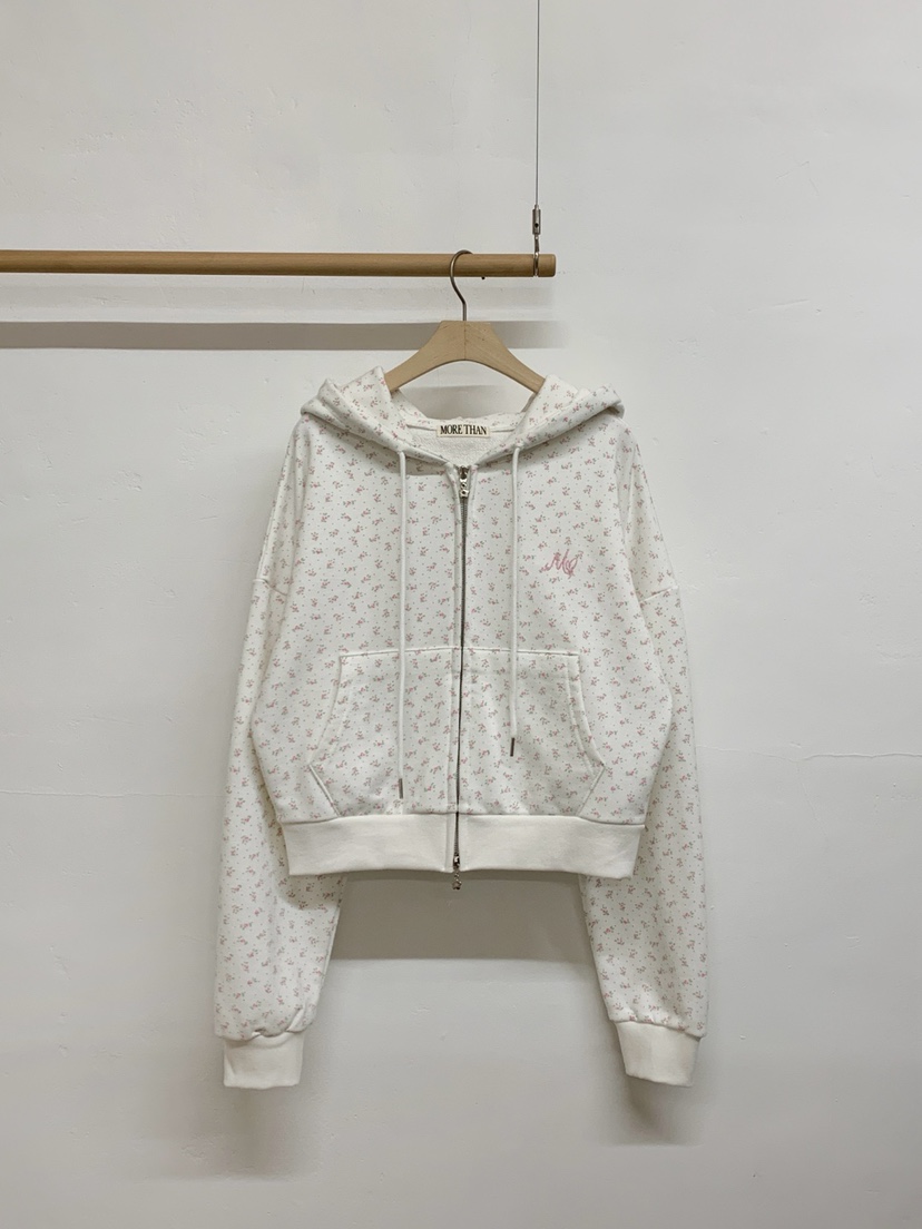 MORE THAN-P東大門直郵女士新款26春季夾克連帽拉鏈衫花朵MORE THAN夾克圖色1