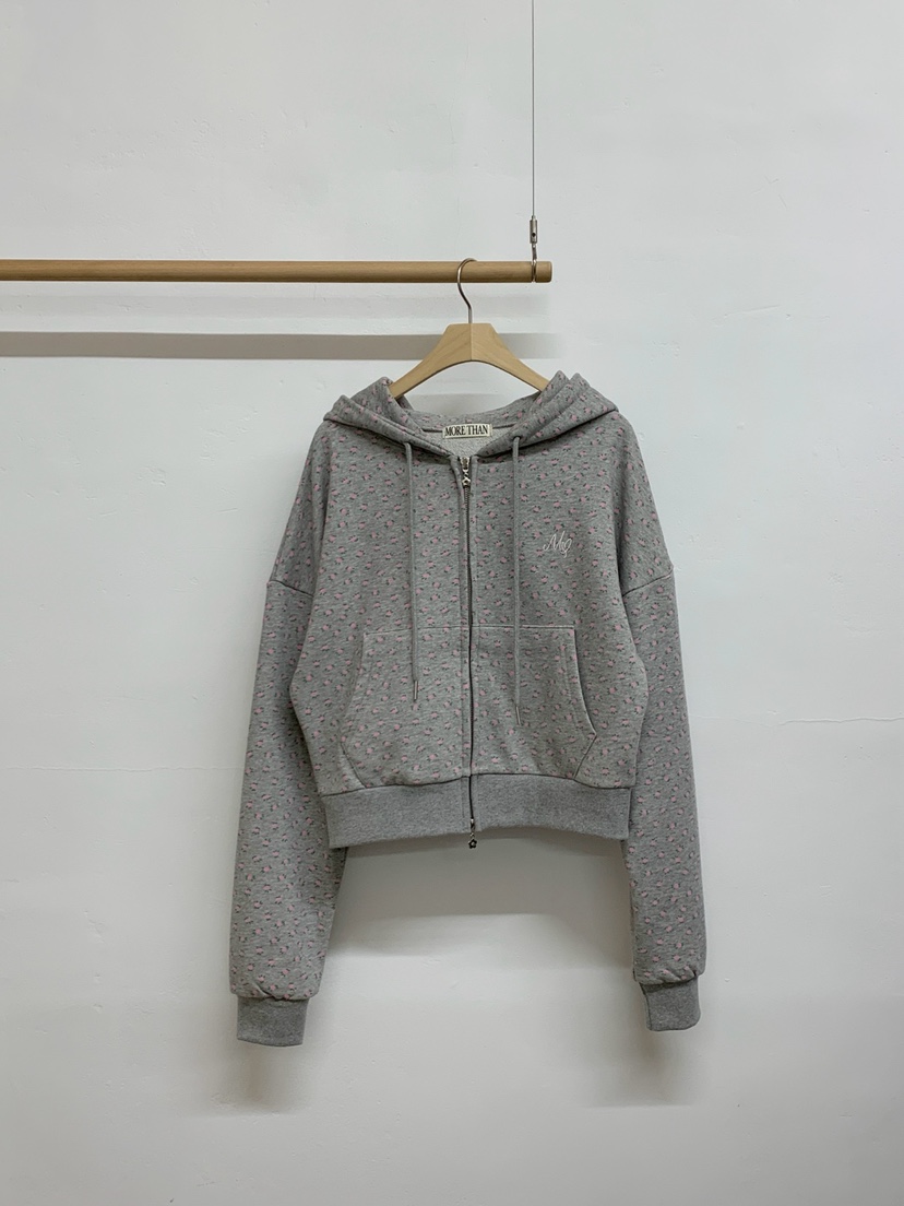 MORE THAN-P東大門直郵女士新款26春季夾克連帽拉鏈衫花朵MORE THAN夾克圖色2