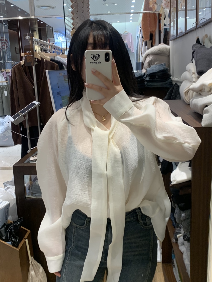 DE GO YOU韓國直郵女士新款職業熱賣推薦襯衫蕾絲衫系帶DE GO YOU襯衫/蕾絲衫