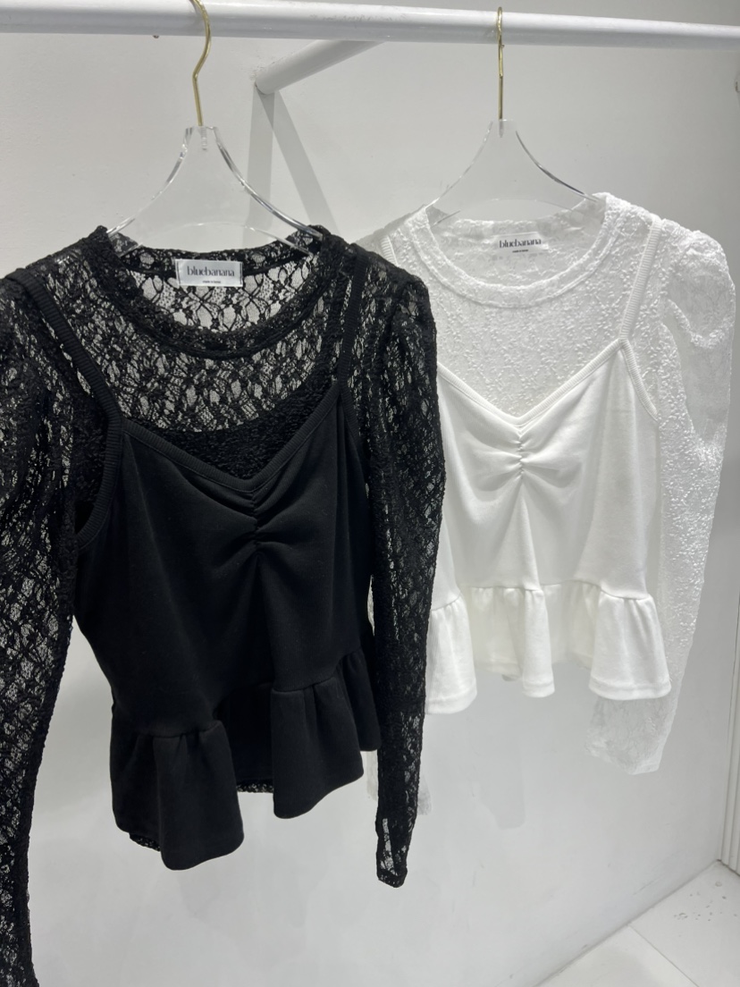 BLUE BANANA韓國直郵女裝新款26春季休閑時尚長袖T恤兩件套BLUE BANANA長袖T恤