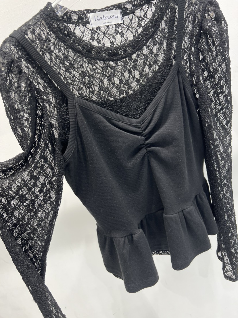 BLUE BANANA韓國直郵女裝新款26春季休閑時尚長袖T恤兩件套BLUE BANANA長袖T恤