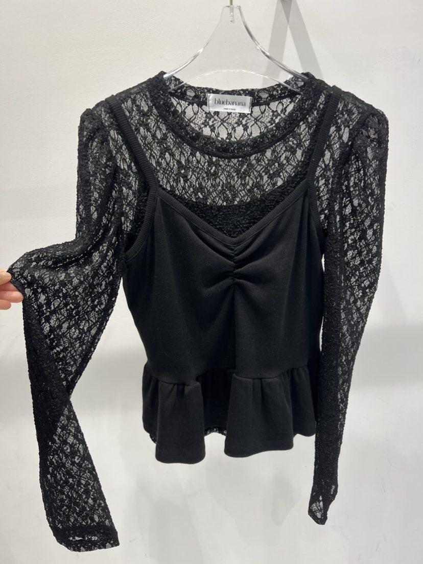 BLUE BANANA韓國直郵女裝新款26春季休閑時尚長袖T恤兩件套BLUE BANANA長袖T恤圖色1