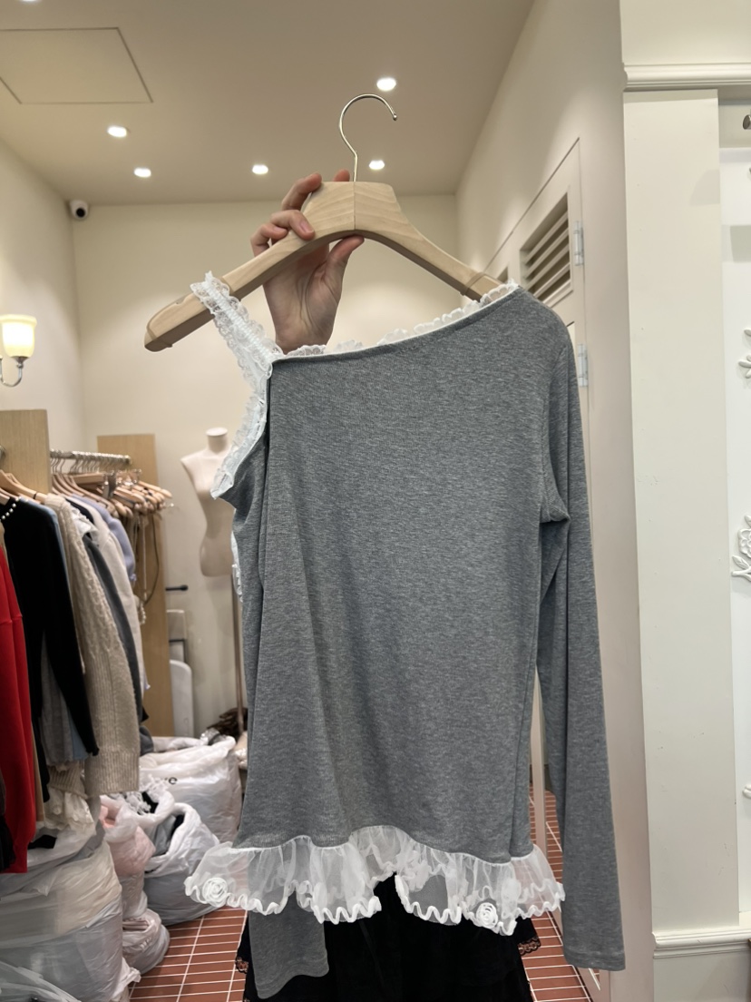 BE&amp;BE韓國代購女士新款推薦職業26春季時尚長袖T恤露肩BE&be長袖T恤