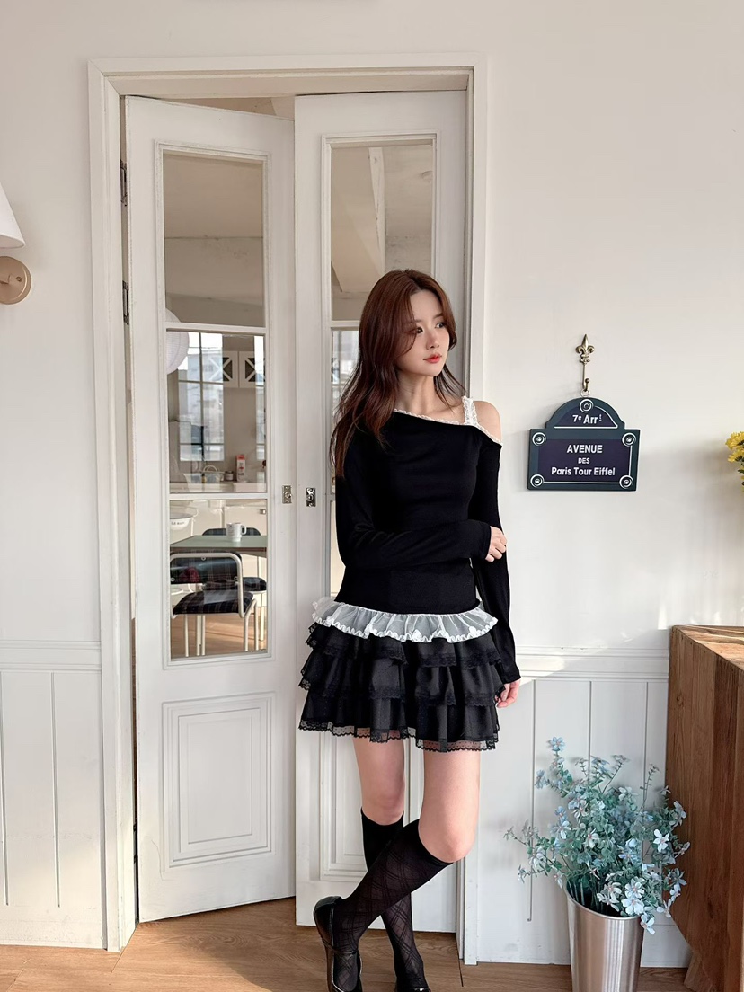 BE&amp;BE韓國代購女士新款推薦職業26春季時尚長袖T恤露肩BE&be長袖T恤