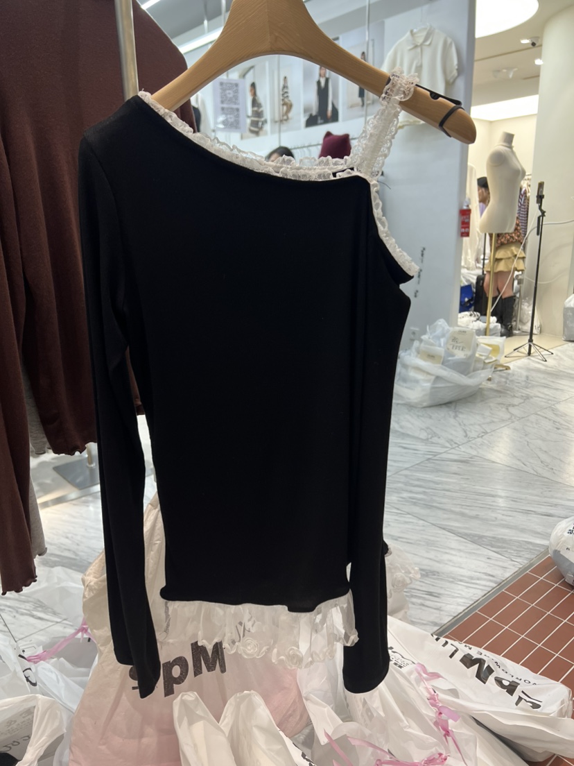 BE&amp;BE韓國代購女士新款推薦職業26春季時尚長袖T恤露肩BE&be長袖T恤圖色2