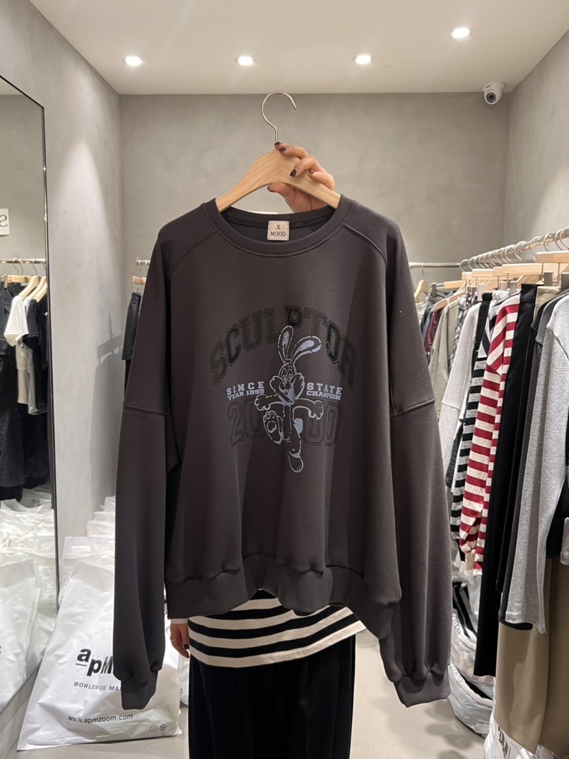 X-MOOD韓國代購女士新品26春季休閑人氣熱賣職業衛衣兔子X-MOOD衛衣圖色3