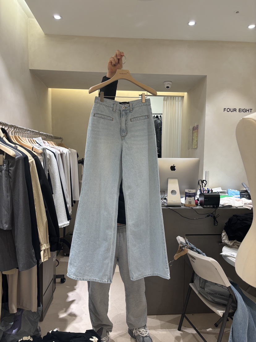 FOUREIGHT韓國直郵女士新款26春季時尚休閑職業推薦牛仔褲FOUR EIGHT牛仔褲圖色1