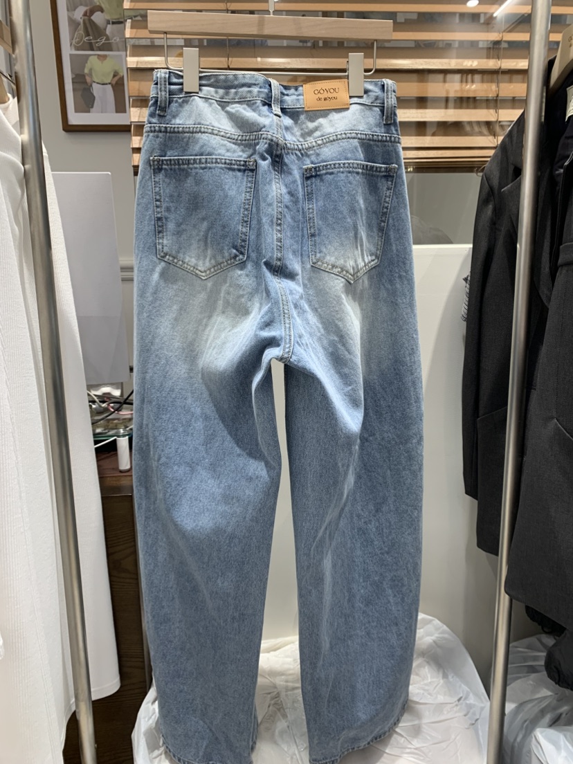 DE GO YOU東大門直郵女裝新品26春季休閑職業牛仔褲褶裥DE GO YOU牛仔褲