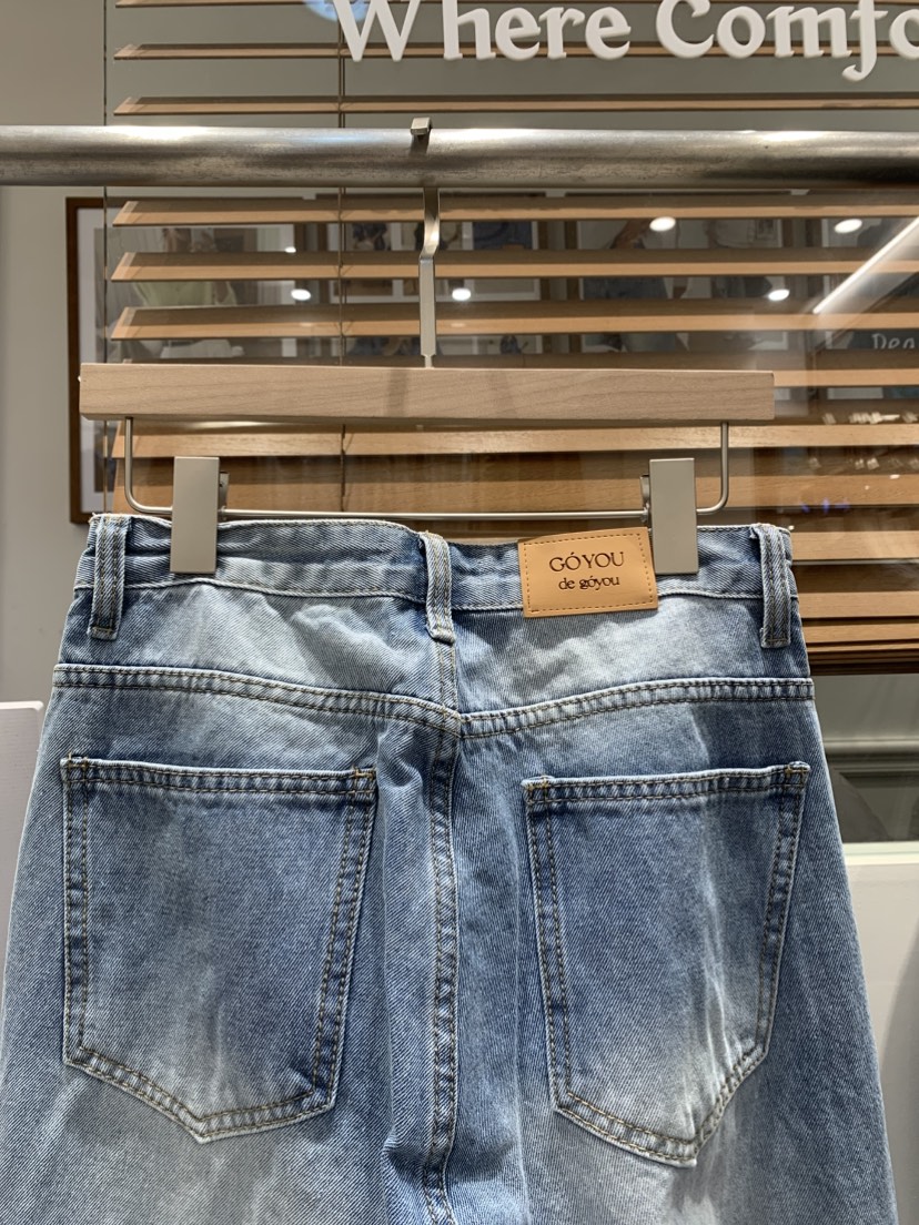 DE GO YOU東大門直郵女裝新品26春季休閑職業牛仔褲褶裥DE GO YOU牛仔褲