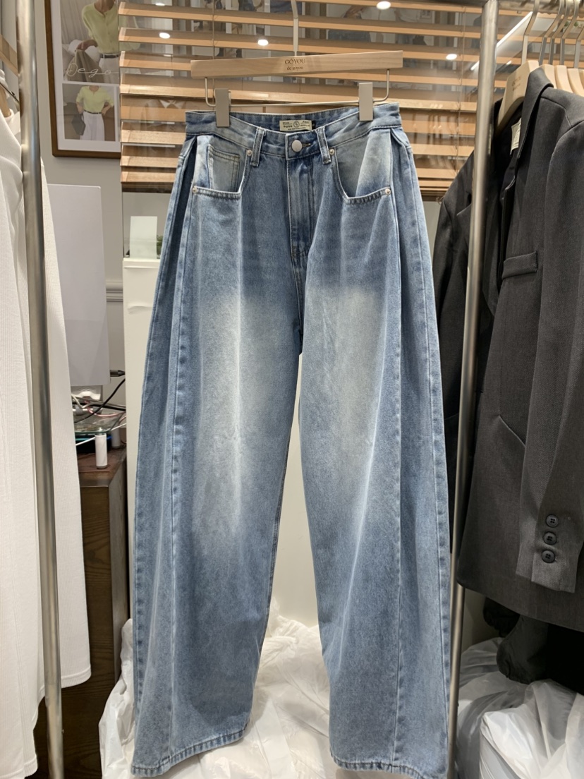 DE GO YOU東大門直郵女裝新品26春季休閑職業牛仔褲褶裥DE GO YOU牛仔褲圖色1