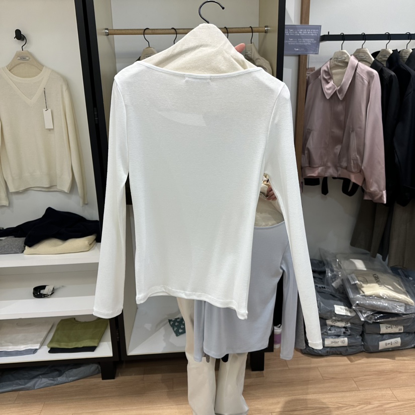 MUYBIEN韓國代購女裝新款人氣職業休閑時尚長袖T恤天絲圓領MUYBIEN長袖T恤