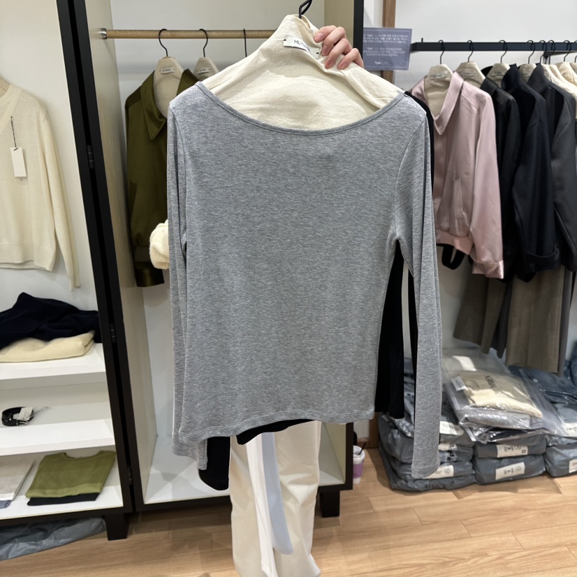 MUYBIEN韓國代購女裝新款人氣職業休閑時尚長袖T恤天絲圓領MUYBIEN長袖T恤圖色3