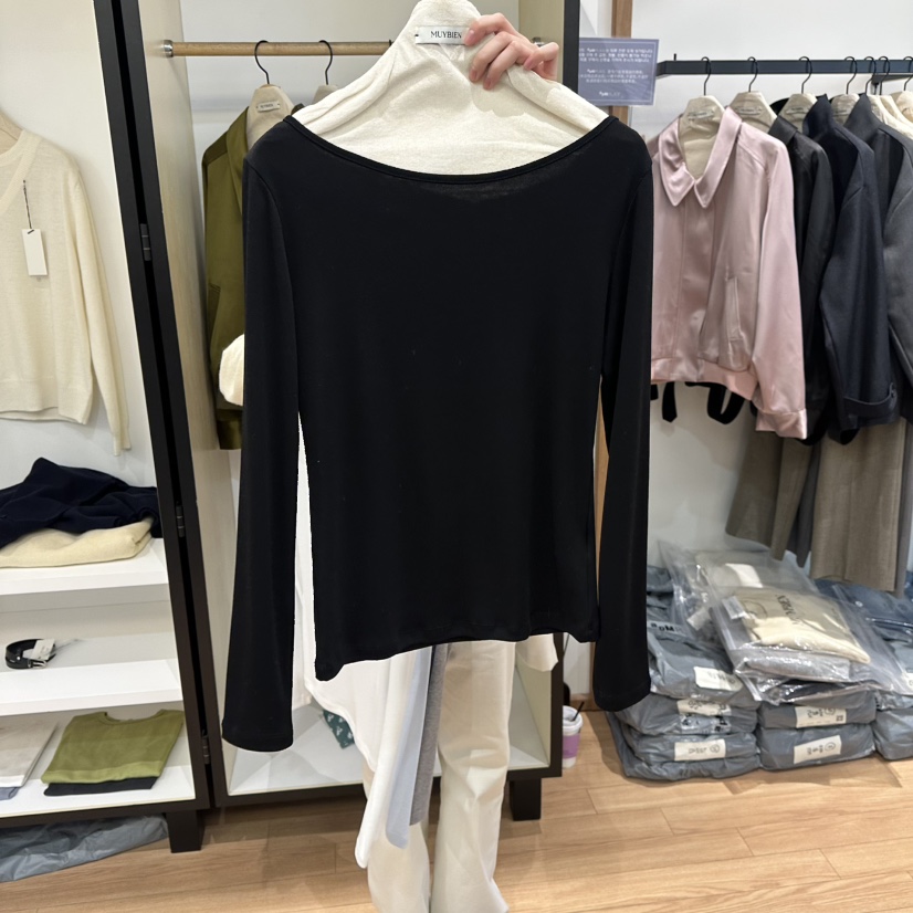 MUYBIEN韓國代購女裝新款人氣職業休閑時尚長袖T恤天絲圓領MUYBIEN長袖T恤圖色4
