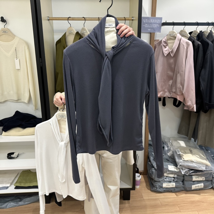 MUYBIEN東大門代購女士新品時尚熱賣人氣推薦26春季長袖T恤MUYBIEN長袖T恤圖色2墨色