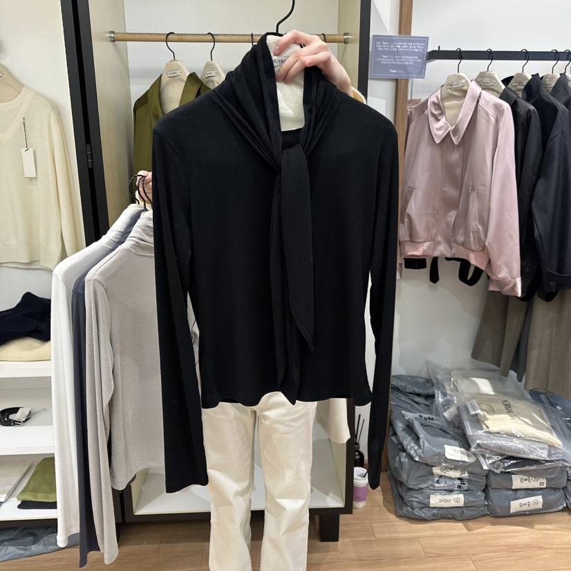 MUYBIEN東大門代購女士新品時尚熱賣人氣推薦26春季長袖T恤MUYBIEN長袖T恤圖色4黑色