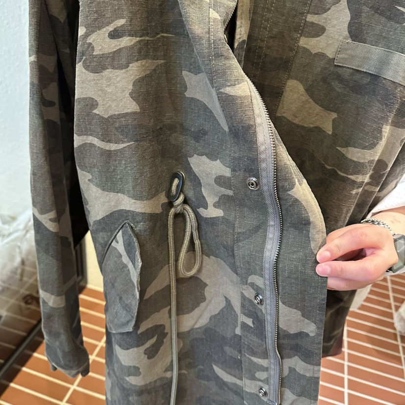 CHOI-L東大門實拍女士新品時尚推薦熱賣職業長款風衣迷彩CHOI長款風衣