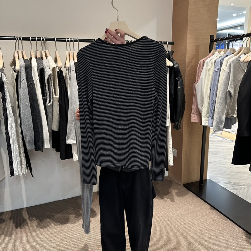 LE BUTTER東大門實拍女士新款熱賣休閑26春季長袖T恤條紋LE BUTTER長袖T恤