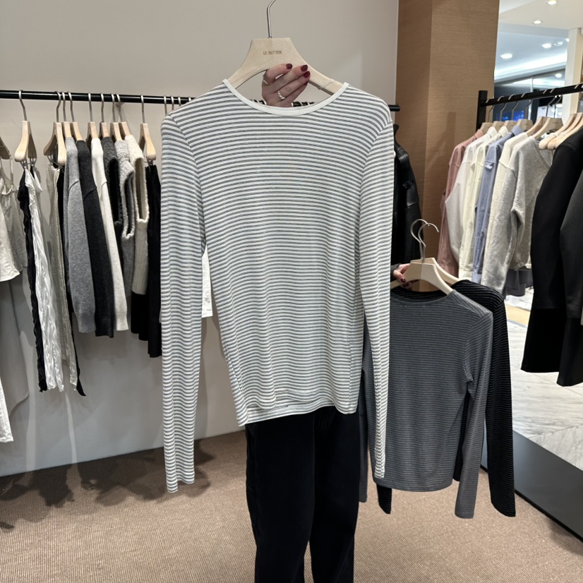 LE BUTTER東大門實拍女士新款熱賣休閑26春季長袖T恤條紋LE BUTTER長袖T恤圖色1