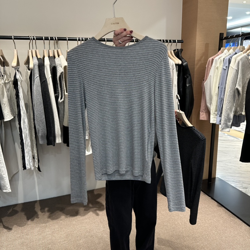 LE BUTTER東大門實拍女士新款熱賣休閑26春季長袖T恤條紋LE BUTTER長袖T恤圖色2