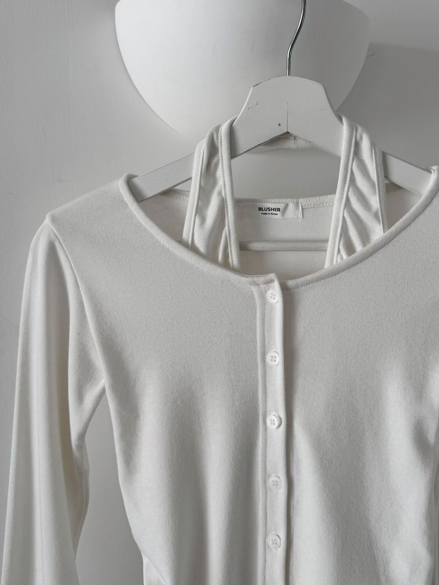 BLUSHER韓國直郵女士新款推薦熱賣休閑真品長袖T恤假兩件BLUSHER長袖T恤