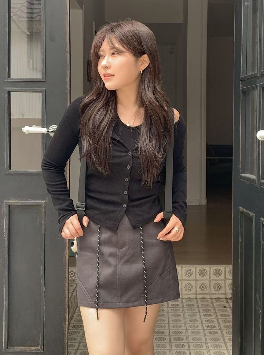 BLUSHER韓國直郵女士新款推薦熱賣休閑真品長袖T恤假兩件BLUSHER長袖T恤