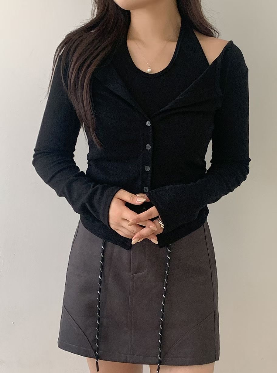 BLUSHER韓國直郵女士新款推薦熱賣休閑真品長袖T恤假兩件BLUSHER長袖T恤圖色1