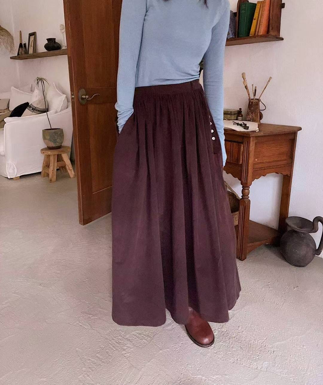 LAGRASS韓國直郵女士新款推薦休閑真品時尚熱賣長裙燈芯絨LAGRASS長裙圖色1