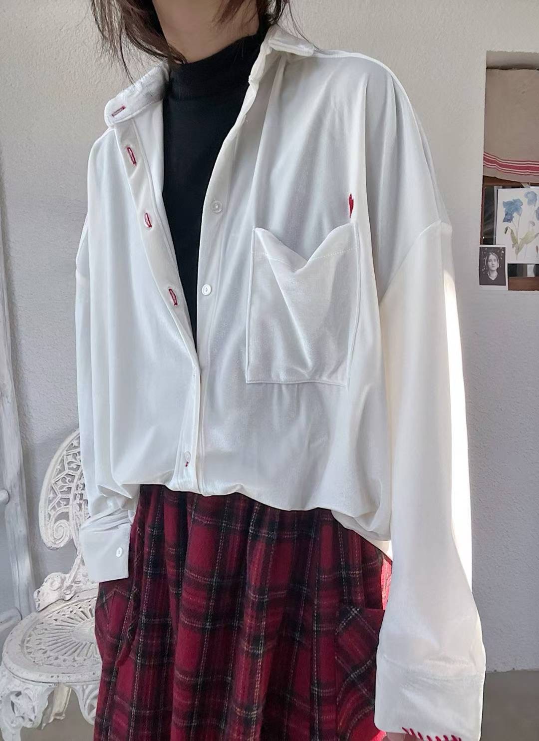 LAGRASS東大門實拍女裝新品休閑26春夏職業襯衫蕾絲衫絲絨LAGRASS襯衫/蕾絲衫圖色1