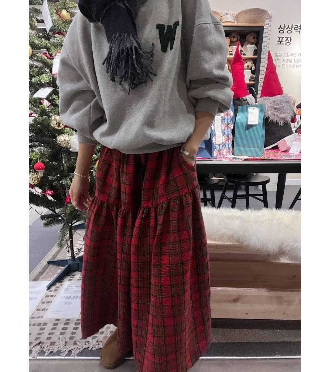 LAGRASS東大門直郵女士新品職業時尚真品熱賣人氣長裙格子LAGRASS長裙圖色2