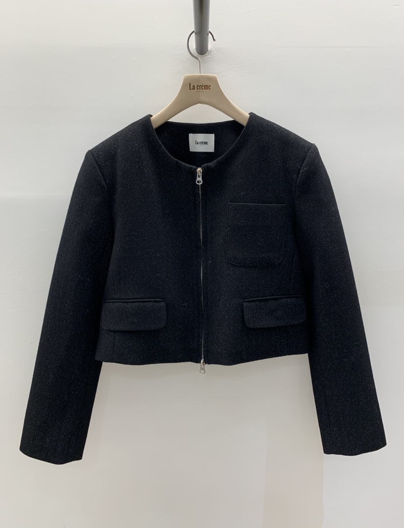 LA CREME東大門實拍女裝新品真品26春夏休閑熱賣夾克拉鏈LA CREME夾克圖色1