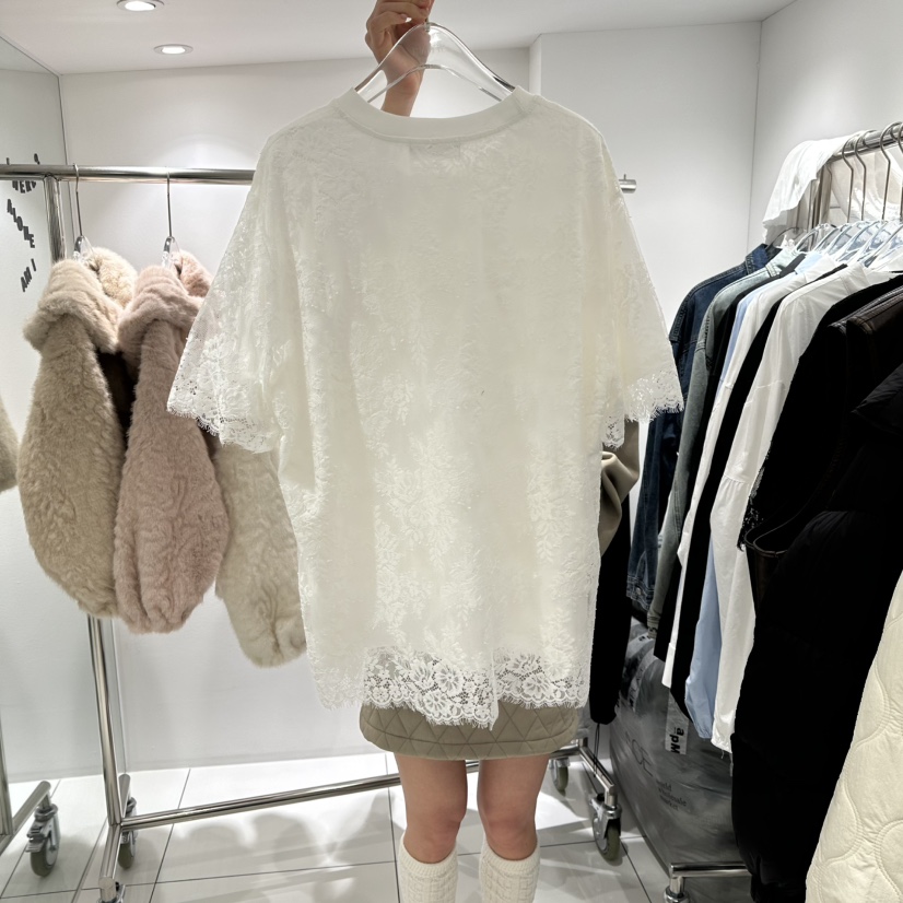 JENNIE東大門代購女士新品推薦熱賣26春夏休閑T恤花朵蕾絲JENNIE/VENEFITT恤