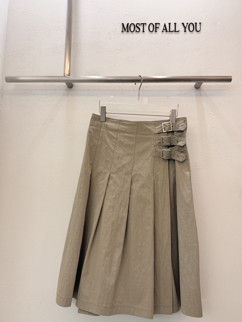 MOST OF ALL U東大門實拍女裝新款職業26春夏長裙褶裥MOST OF ALL U長裙圖色2米色