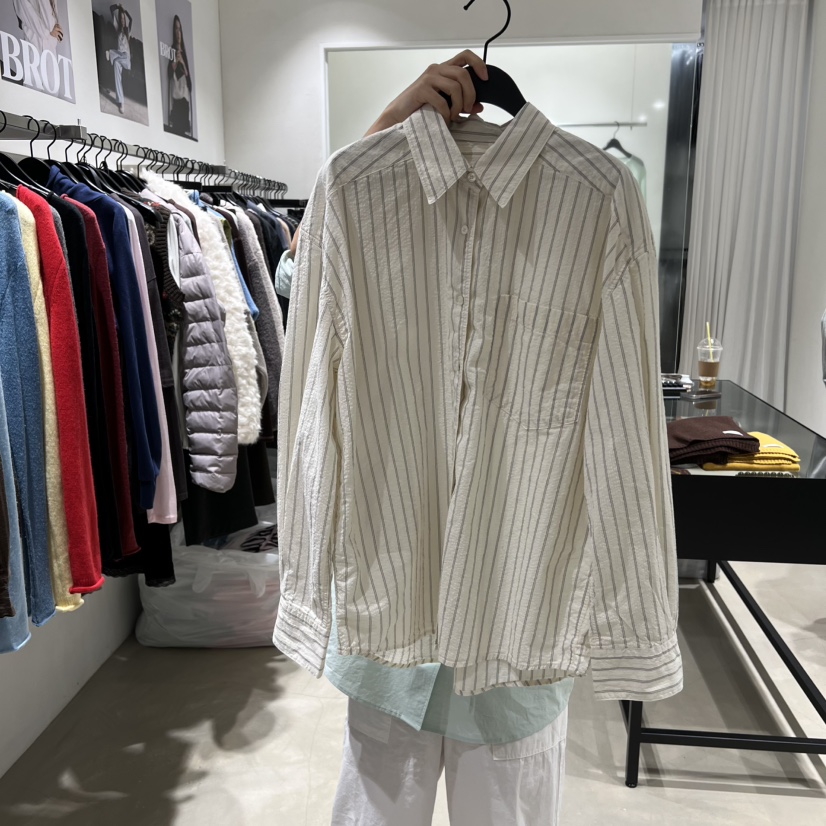 BROT東大門直郵女士新品時尚休閑推薦熱賣襯衫蕾絲衫條紋BROT襯衫/蕾絲衫圖色2