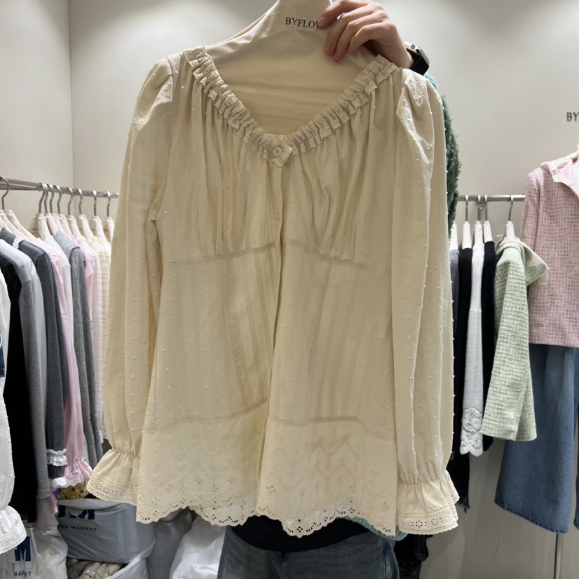 BY FLOW東大門直郵女士新款熱賣26春夏人氣休閑襯衫蕾絲衫BY FLOW襯衫/蕾絲衫圖色2