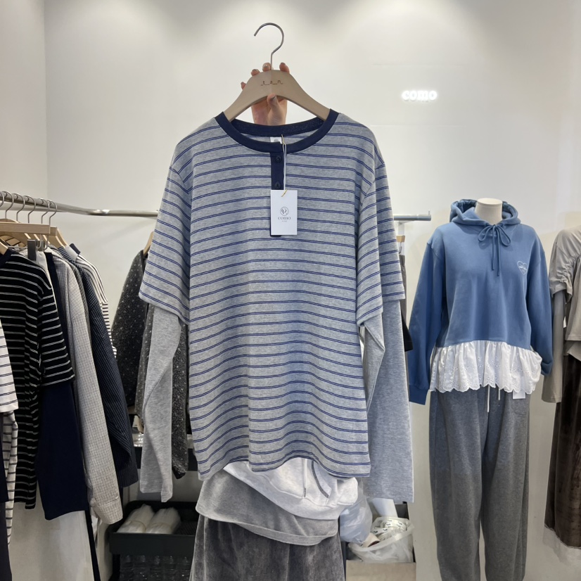 TAN&amp;COMO東大門代購女裝新品真品休閑長袖T恤假兩件tan-COMO長袖T恤圖色2