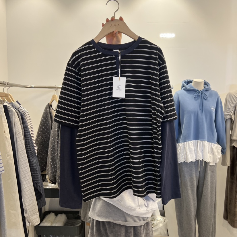 TAN&amp;COMO東大門代購女裝新品真品休閑長袖T恤假兩件tan-COMO長袖T恤圖色3