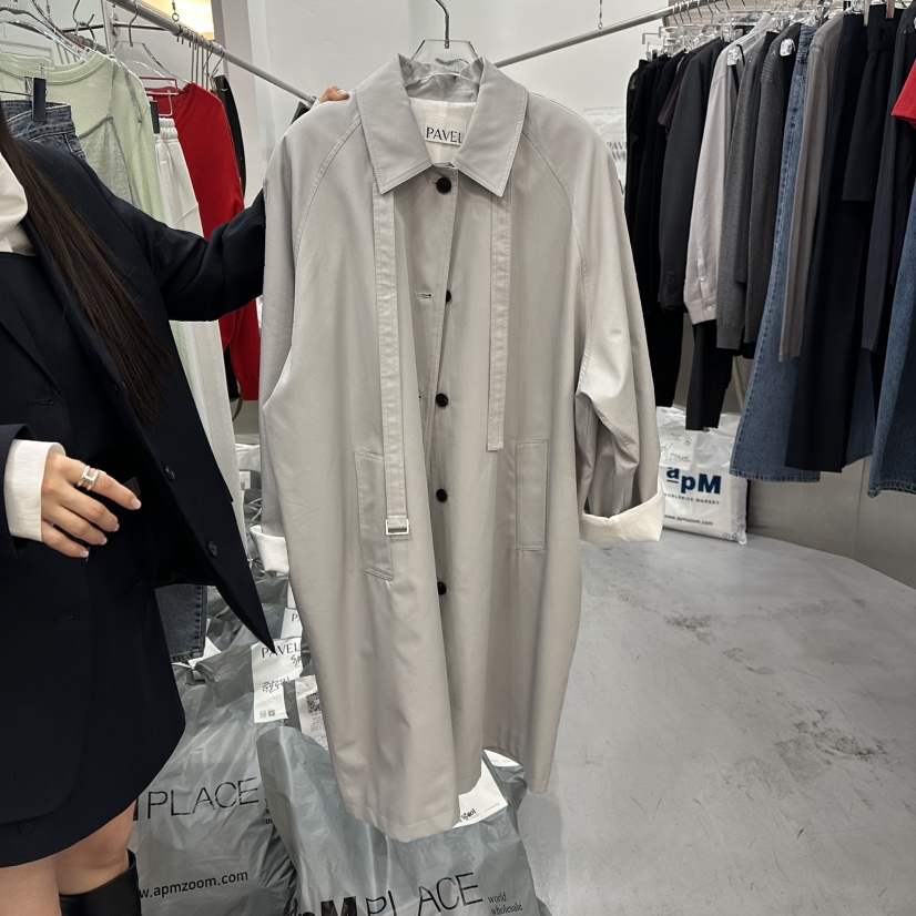 PAVEL韓國直郵女裝新品休閑人氣26春夏推薦長款風衣含腰帶PAVEL長款風衣圖色1