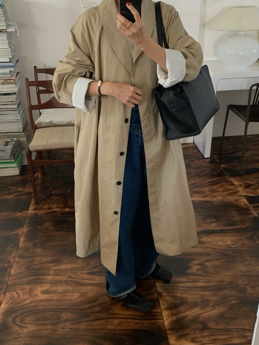 A Flan東大門直郵女士新品時尚推薦熱賣真品長款風衣含腰繩AFN/FLAN EDITION長款風衣