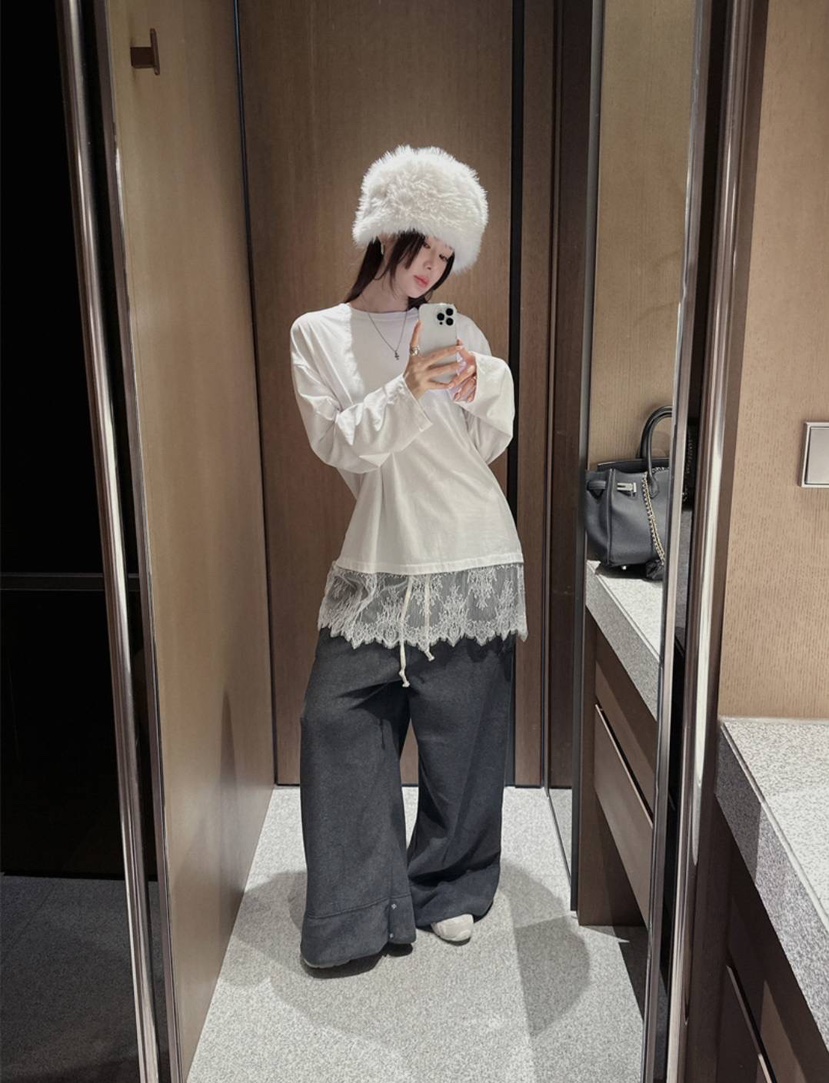 VENDER韓國代購女士新款時尚推薦熱賣真品人氣休閑褲抓絨VENDER休閑褲