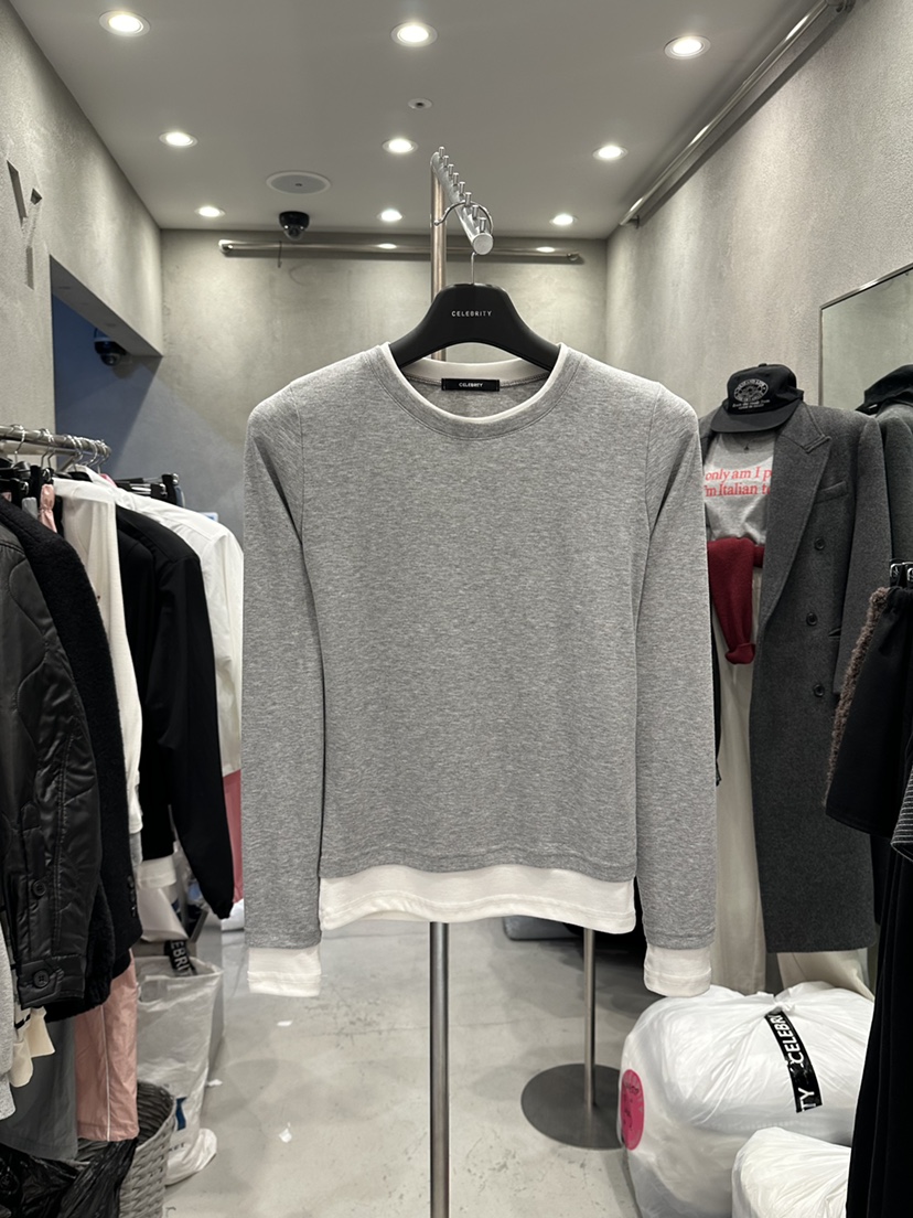 CELEBRITY-A東大門實拍女士新品時尚人氣推薦長袖T恤假兩件CELEBRITY-A長袖T恤圖色2