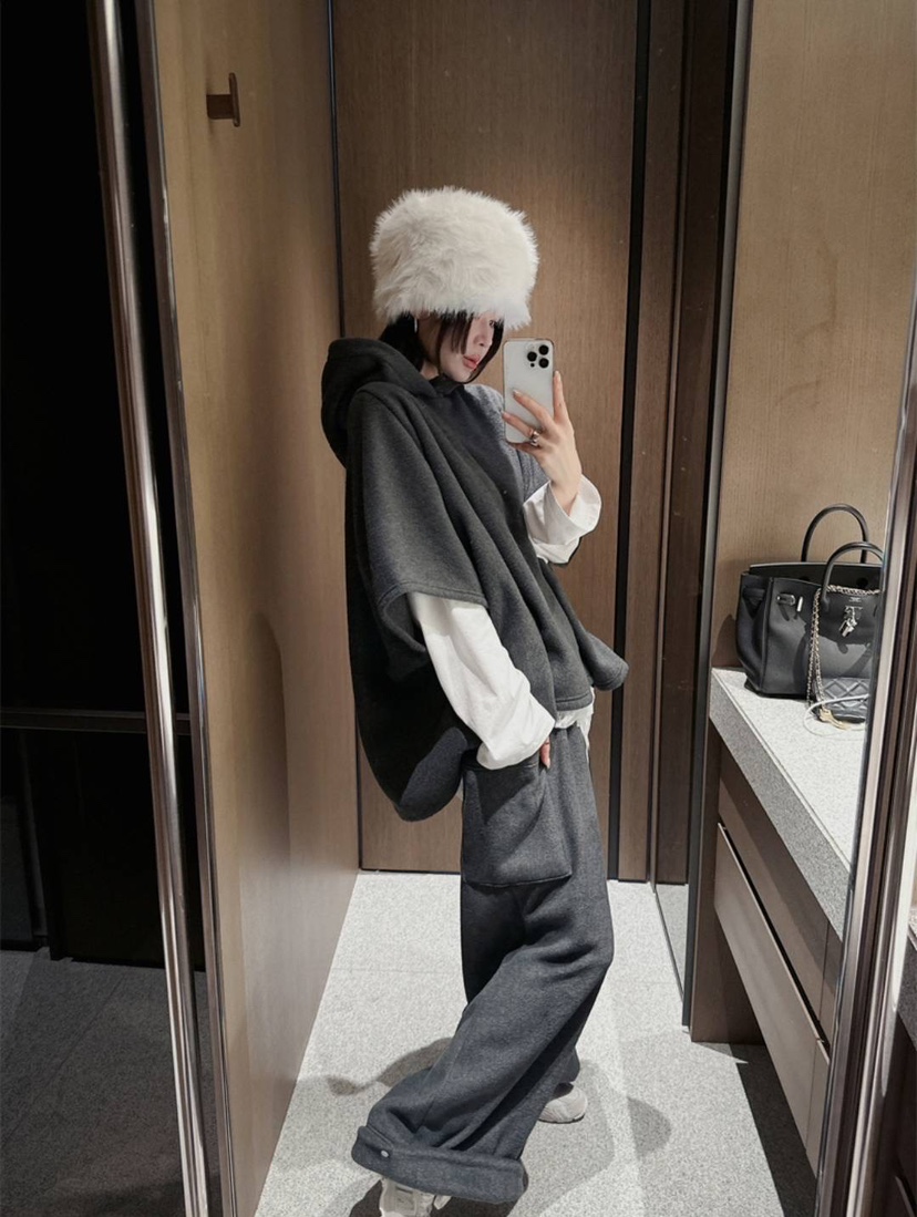 VENDER東大門直郵女裝新款職業休閑熱賣衛衣連帽衫斗篷抓絨VENDER衛衣