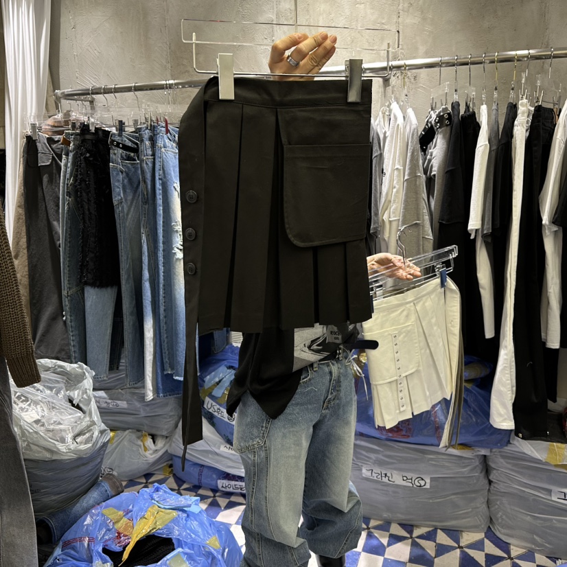 AMOUR東大門代購女裝新品真品時尚人氣26春夏短裙裹身裙褶裥AMOUR短裙