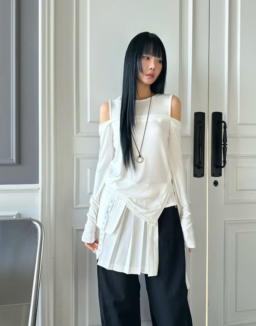 AMOUR東大門代購女裝新品真品時尚人氣26春夏短裙裹身裙褶裥AMOUR短裙