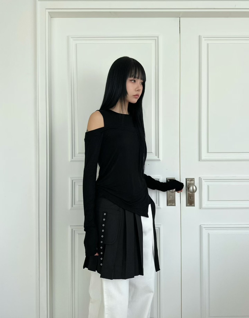 AMOUR東大門代購女裝新品真品時尚人氣26春夏短裙裹身裙褶裥AMOUR短裙