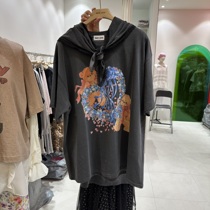 MINI UNNI韓國代購女士新款推薦人氣真品時尚熱賣T恤圍巾MINI UNNIT恤圖色2