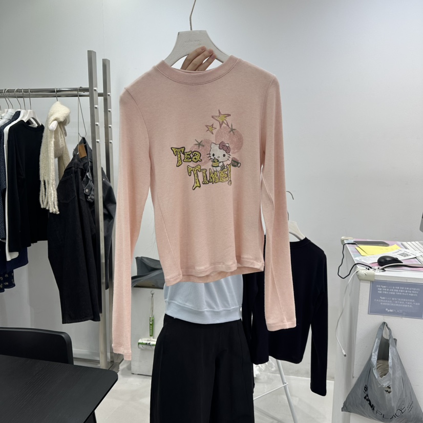 VISUAL SPACE東大門實拍女裝新款職業推薦人氣26春夏長袖T恤VISUAL SPACE長袖T恤圖色1